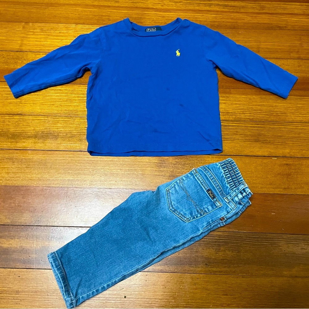 Polo by Ralph Lauren Royal Blue Long Sleeve Tee & Sullivan Jeans Size 18 Months